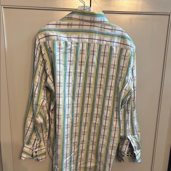 ROBERT GRAHAM Men's Multicolor Striped Long Sleeve Button Down Shirt - Size M - Picture 6 of 6